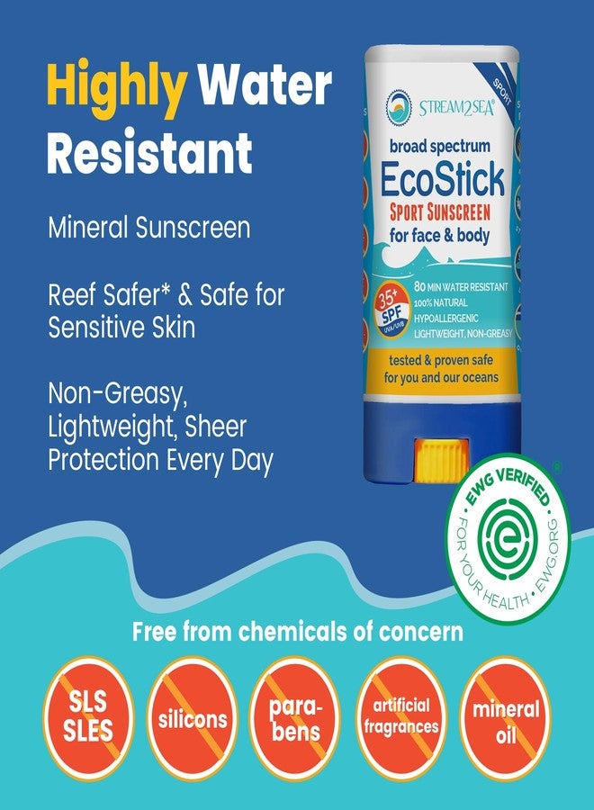 STREAM 2 SEA STREAM2SEA EcoStick SPF 35 Mineral Sunscreen Stick, Sweat Water Resistant Sunblock, USDA Approved Biodegradable Paraben Free Reef Safe Sunscreen Protection Against UVA UVB (EcoStick Sport) - 0.5 oz - Image 3